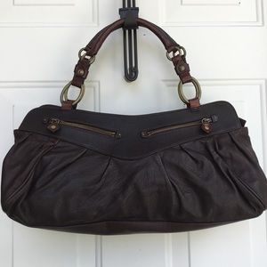 Ellen Tracy Leather Brown Satchel Bag